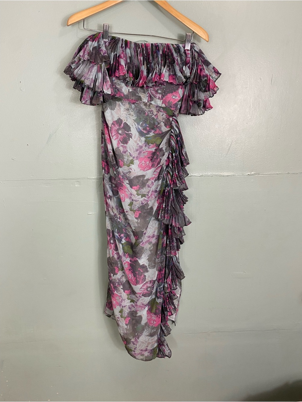Hutch Off The Shoulder Ruffled Column Dress Strapless Maxi Size 2 Petite - Picture 2 of 7